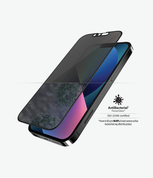Vetro temperato Case Friendly Privacy AB per iPhone 13, 13 Pro, 14, 16e, Black, PanzerGlass