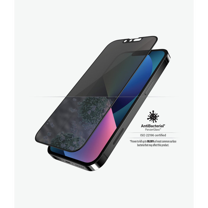 Vetro temperato Case Friendly Privacy AB per iPhone 13, 13 Pro, 14, 16e, Black, PanzerGlass