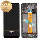 Schermo per Samsung A12 A127F, A032F, Black, Vetro touch con cornice, GH82-26485A, GH82-26486A, Genuine Service Pack