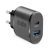 Adattatore di ricarica 10W USB e USB-C, Black, SBS