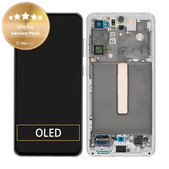 Schermo per Samsung S21 FE G990B, White, Vetro touch con cornice, GH82-26414B, GH82-26420B, GH82-26590B, Genuine Service Pack