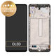 Schermo per Samsung M52 5G M526B, Mint, Vetro touch con cornice, GH82-27091A, GH82-27094A, Genuine Service Pack