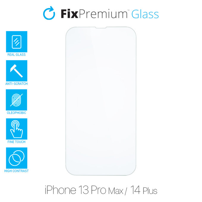 Vetro temperato per iPhone 13 Pro Max, 14 Plus, FixPremium