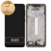 Schermo per Samsung A33 5G A336B, Black, Vetro touch con cornice, GH82-28143A, GH82-28144A, Genuine Service Pack
