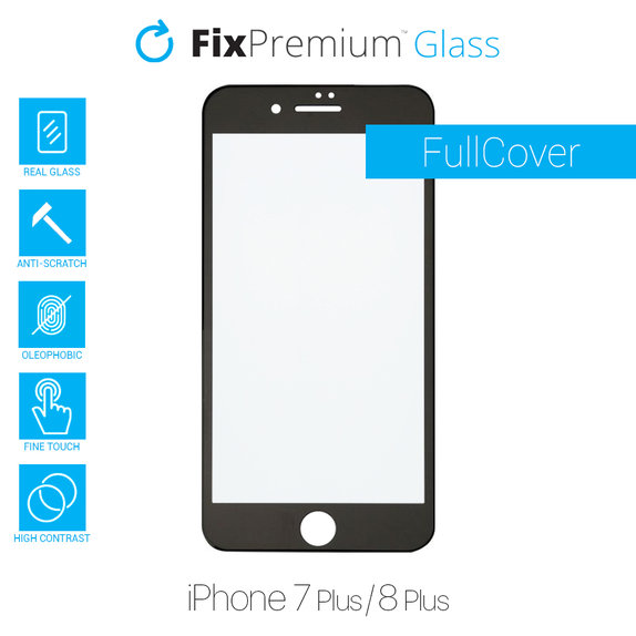 Vetro temperato FullCase per iPhone 7 Plus, 8 Plus, FixPremium