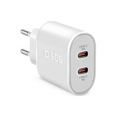 Adattatore di ricarica 20W 2x USB-C Power Delivery, White, SBS