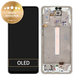 Schermo per Samsung A33 5G A336B, Awesome White, Vetro touch con cornice, GH82-28143B, GH82-28144B, Genuine Service Pack