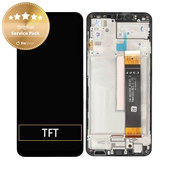 Schermo per Samsung M23 5G M236B, Black, Vetro touch con cornice, GH82-28487A, GH82-28488A, GH82-28492A, Genuine Service Pack