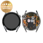 Schermo per Huawei Watch GT 3 JPT-B19 46mm, Vetro touch con cornice, Silver, 02354QMS, Genuine Service Pack