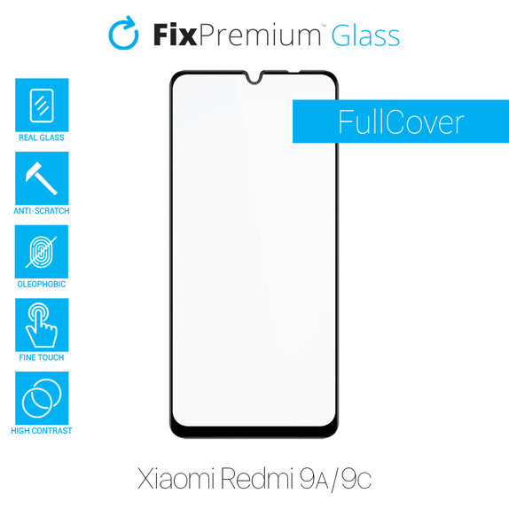 Vetro temperato FullCase per Xiaomi Redmi 9A, 9C, FixPremium