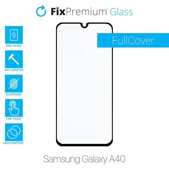 Vetro temperato FullCase per Samsung A40, FixPremium