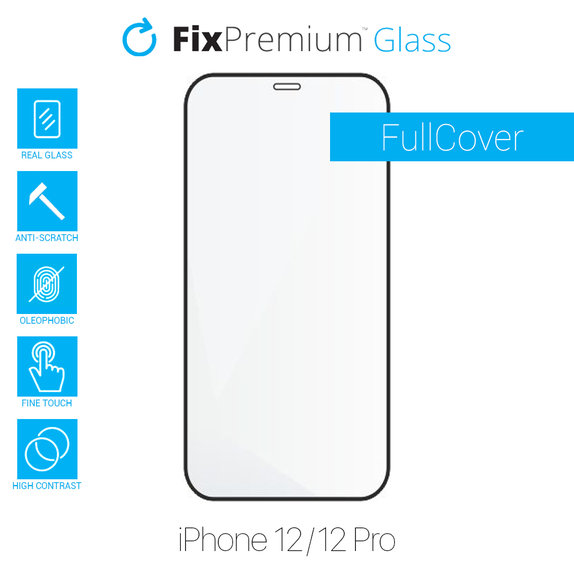 Vetro temperato FullCase per iPhone 12, 12 Pro, FixPremium