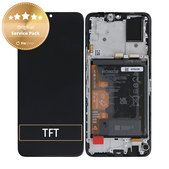 Schermo LCD per Honor X7 CMA-LX2, Black, Vetro touch con cornice e batteria, 0235ACBE, Genuine Service Pack