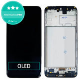 Schermo OLED per Samsung M21 M215F, Black, Vetro touch con cornice