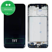 Schermo per Samsung M21 M215F, Black, Vetro touch con cornice