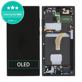 Schermo OLED per Samsung S22 Ultra S908B, Phantom Black, Vetro touch con cornice