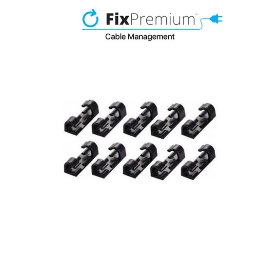 Set di 10 clip organizzacavi, Black, FixPremium