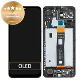 Schermo per Samsung A04S A047F, Black, Vetro touch con cornice, GH82-29805A, GH82-29806A, Genuine Service Pack