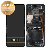 Schermo per Samsung Z Flip 4 F721B, Graphite, Vetro touch con cornice, GH82-29440A, GH82-30238A, GH82-30239A, GH82-29441A, Genuine Service Pack
