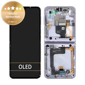 Schermo per Samsung Z Flip 4 F721B, Bora Purple, Vetro touch con cornice, GH82-29440B, GH82-30239B, GH82-29441B, GH82-30238B, Genuine Service Pack