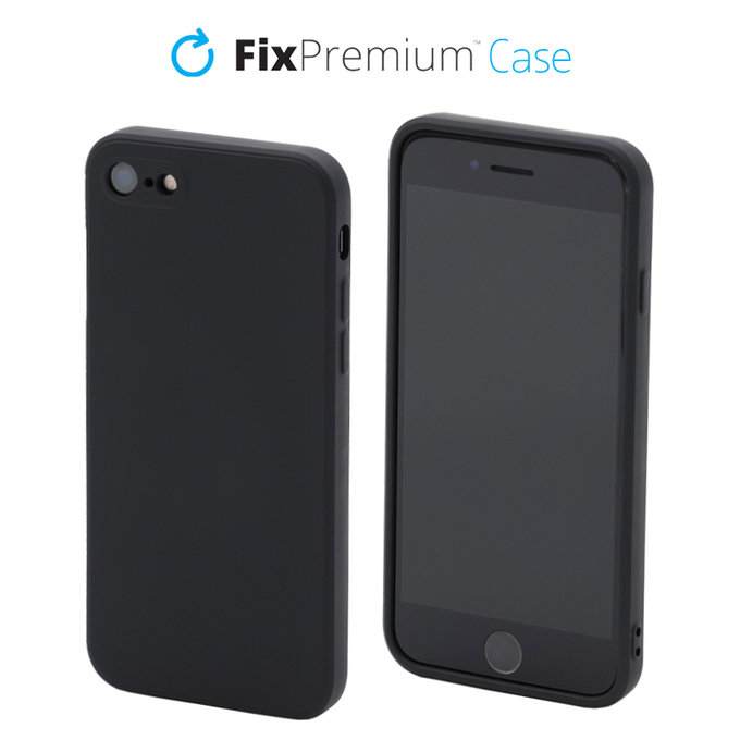 Custodia in silicone per iPhone 7, 8, SE 2020, SE 2022, Black, FixPremium