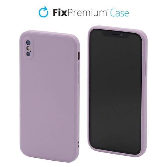 Custodia in silicone per iPhone X, XS, Purple, FixPremium