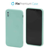 Custodia in silicone per iPhone X, XS, Light Cyan, FixPremium