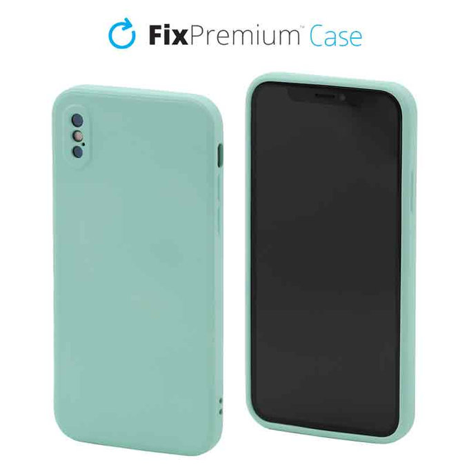 Custodia in silicone per iPhone X, XS, Light Cyan, FixPremium