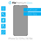 Vetro temperato Privacy Anti-Spy per iPhone 13, 13 Pro, 14, 16e, FixPremium