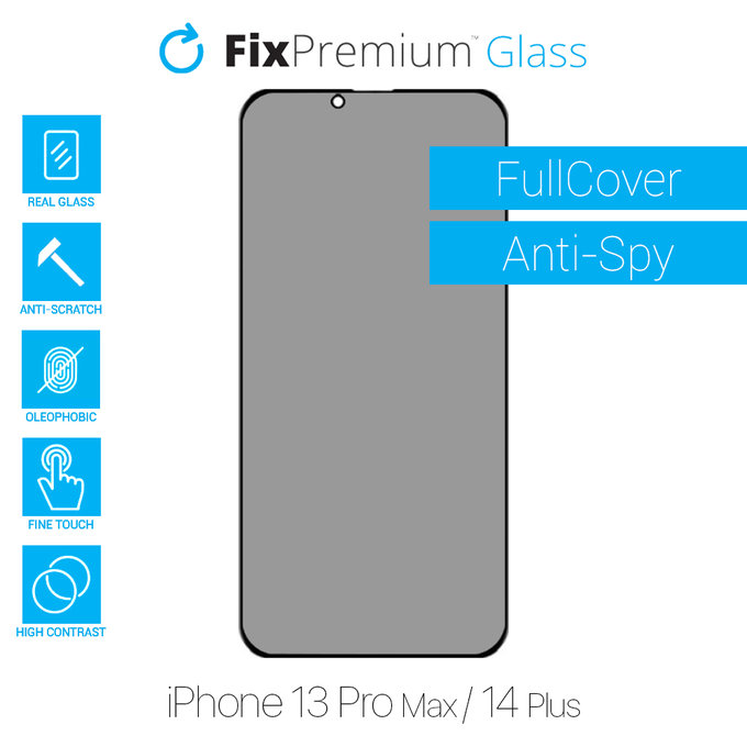Vetro temperato Privacy Anti-Spy per iPhone 13 Pro Max, 14 Plus, FixPremium