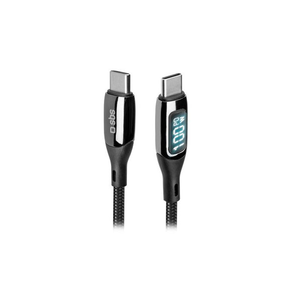Cavo da USB-C a USB-C con display LCD e PowerDelivery 100W 1 m, Black, SBS