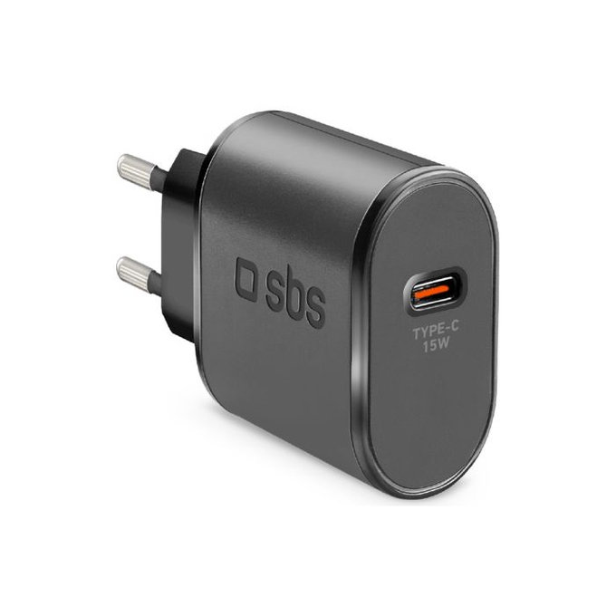 Adattatore di ricarica 15W USB-C, Black, SBS