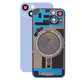 Vetro scocca posteriore con lente fotocamera, piastra metallica e magneti MagSafe per iPhone 14, Blue