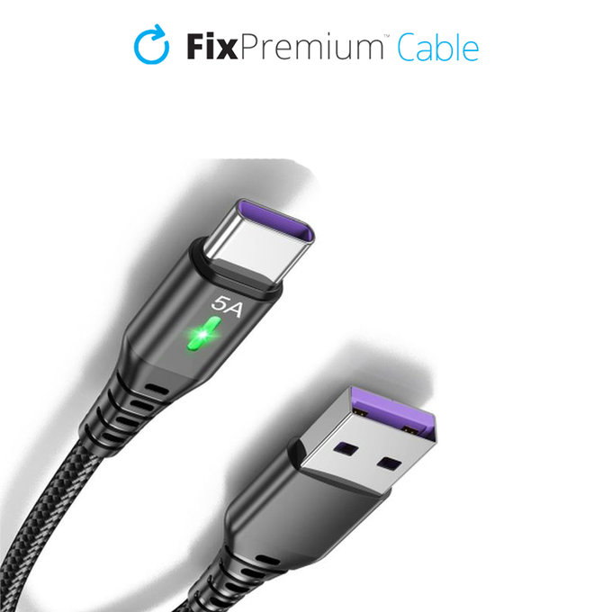 Cavo da USB-C a USB con indicatore LED 1m, Black, FixPremium
