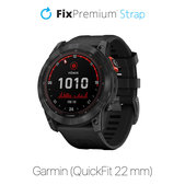 Cinturino in silicone per Garmin QuickFit 22mm, Black, FixPremium