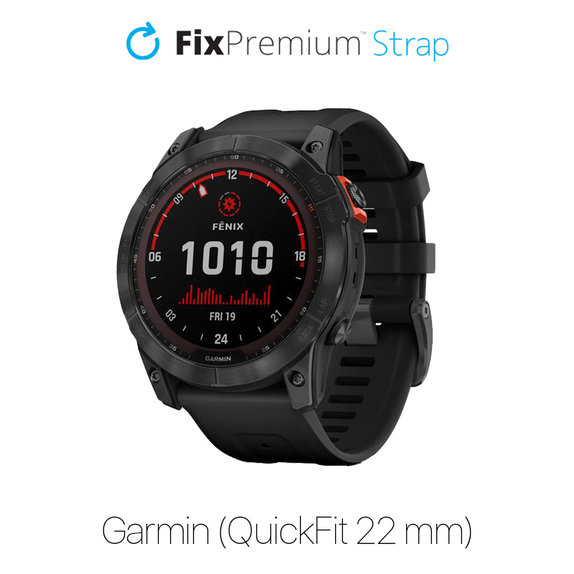 Cinturino in silicone per Garmin QuickFit 22mm, Black, FixPremium