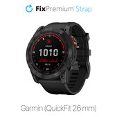 Cinturino in silicone per Garmin QuickFit 26mm, Black, FixPremium