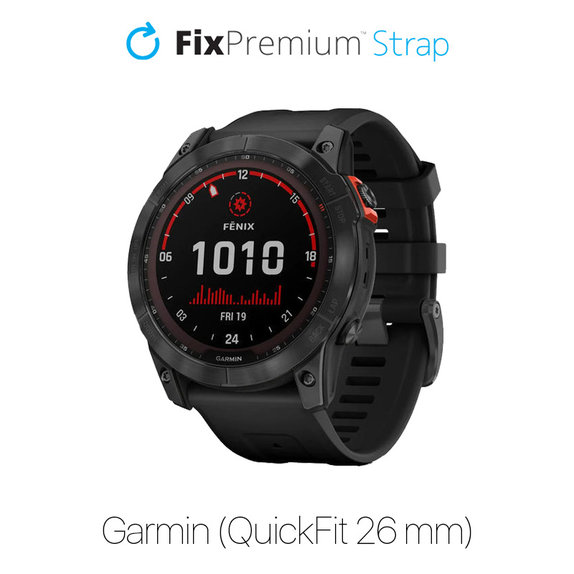 Cinturino in silicone per Garmin QuickFit 26mm, Black, FixPremium