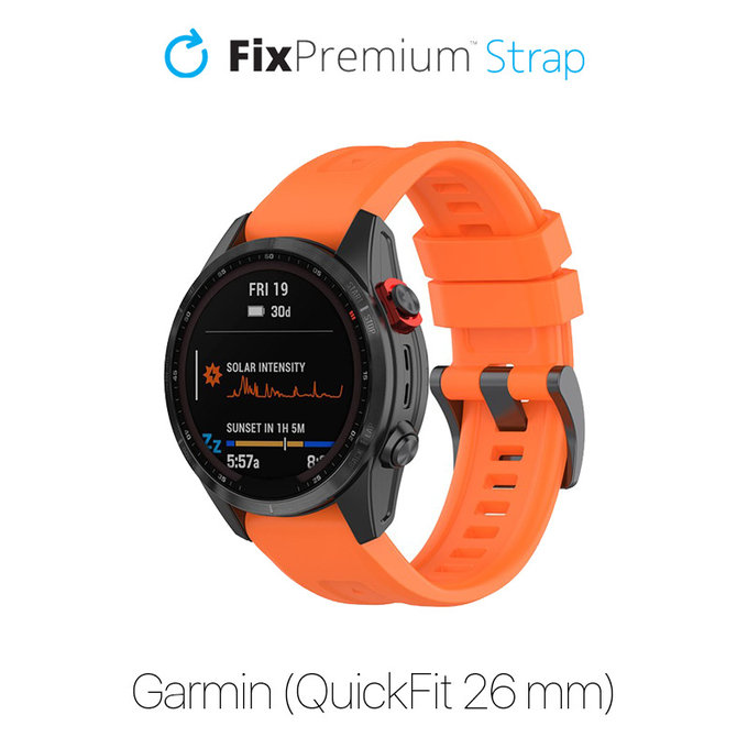 Cinturino in silicone per Garmin QuickFit 26mm, Orange, FixPremium