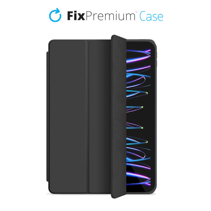 Custodia Flip in silicone per iPad Pro 12.9" (4th, 5th Gen), Black, FixPremium