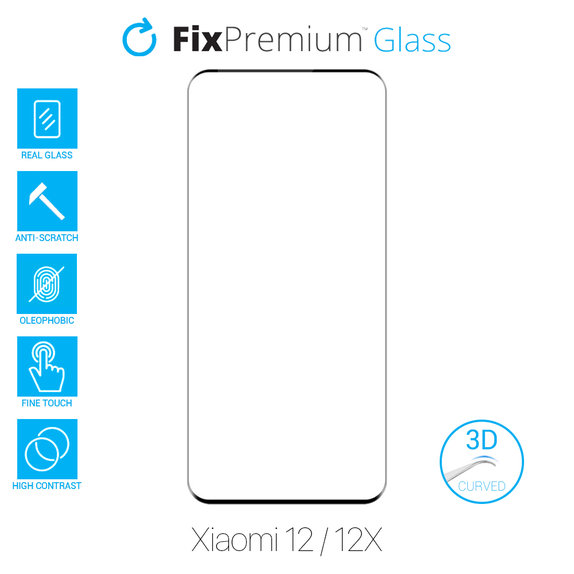 Vetro temperato 3D per Xiaomi 12, 12X, FixPremium