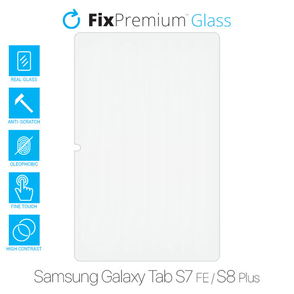 Vetro temperato per Samsung Galaxy Tab S7 FE, S8 Plus, FixPremium