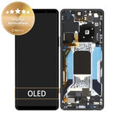 Schermo per Sony Xperia 5 IV XQ-CQ54, Black, Vetro touch con cornice, A5050962A, Genuine Service Pack