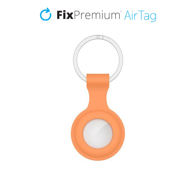 Portachiavi in silicone per AirTag, Orange, FixPremium