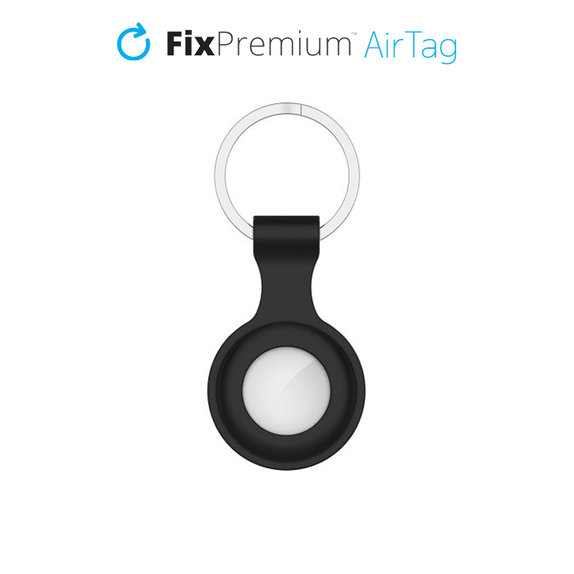 Portachiavi in silicone per AirTag, Black, FixPremium