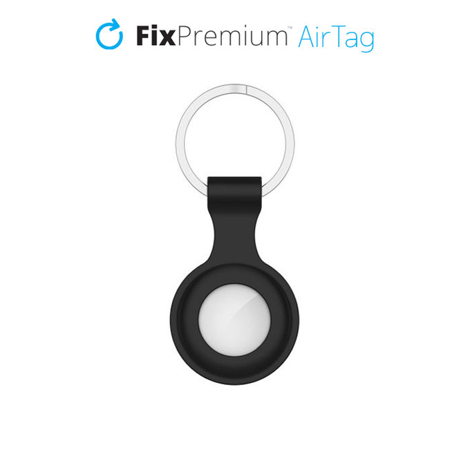Portachiavi in silicone per AirTag, Black, FixPremium