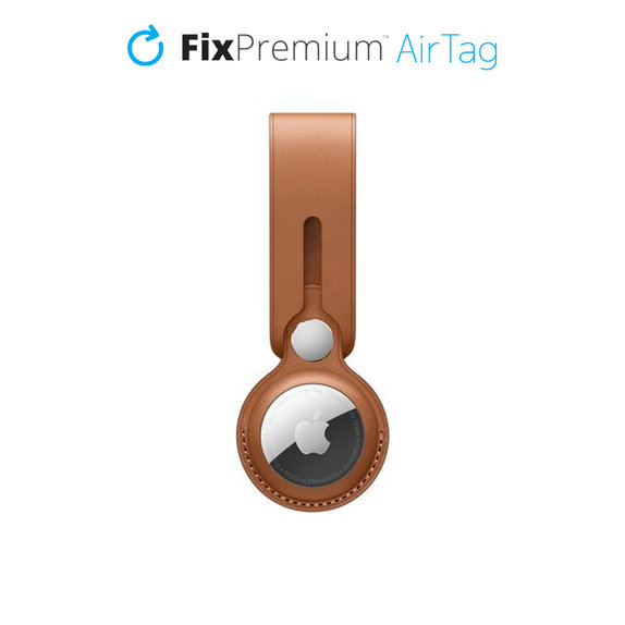 Portachiavi in pelle per AirTag, Brown, FixPremium
