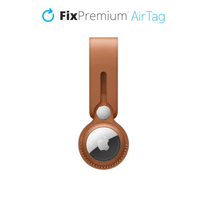 Portachiavi in pelle per AirTag, Brown, FixPremium