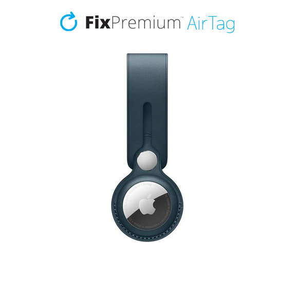 Portachiavi in pelle per AirTag, Blue, FixPremium