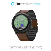 Cinturino in pelle per Garmin QuickFit 26mm, Brown, FixPremium